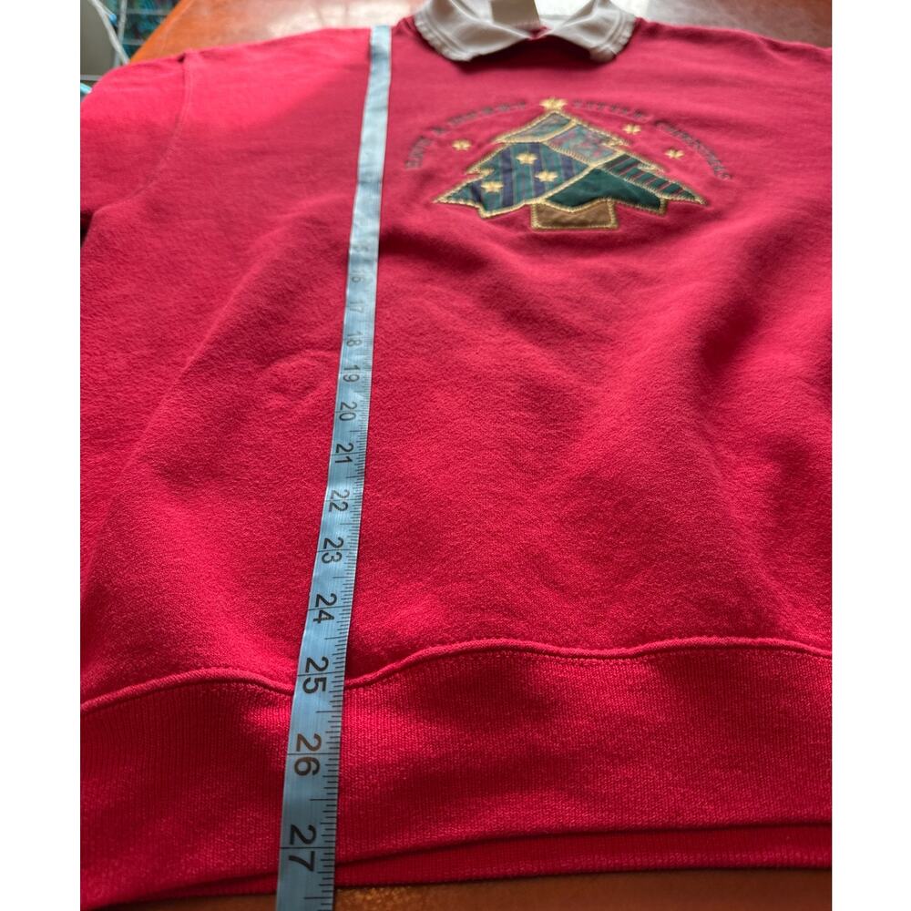 Vintage Oarsman Red Christmas Sweatshirt L Embroidered Holiday Sweater - Picture 6 of 8
